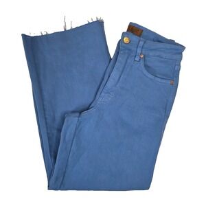 Judy Blue Size 1/25 Wide Leg Raw Hem Crop Jeans Garment Dyed Blue High Rise NWT